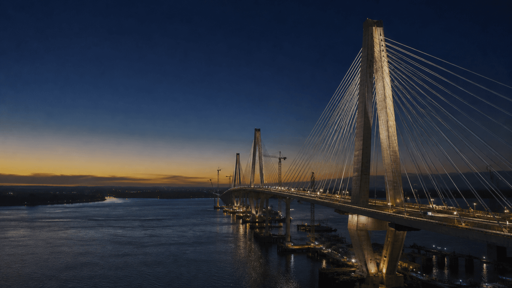 Cable-stayed bridge at dawn